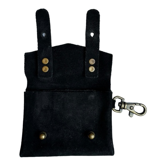 Free People Mini EVA Black Suede Envelope Wallet size 3” by 4” Minimalist Must - Picture 3 of 5